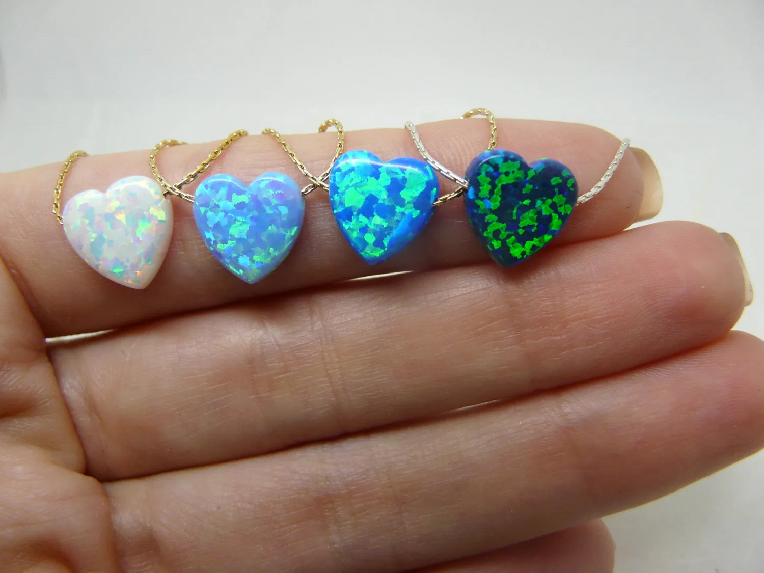 Opal Heart Necklace – Cute & Colorful Heart Pendant