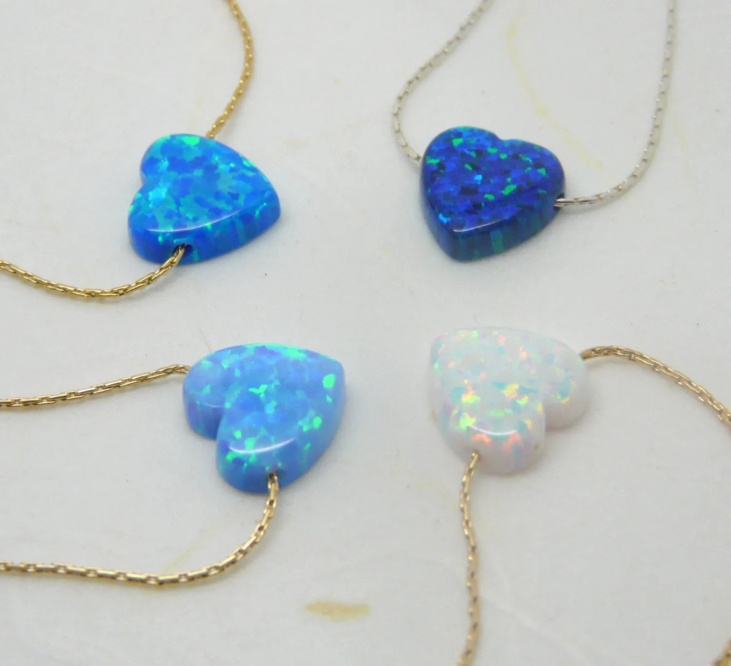 Opal Heart Necklace – Cute & Colorful Heart Pendant
