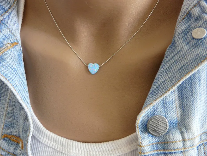 Opal Heart Necklace – Cute & Colorful Heart Pendant