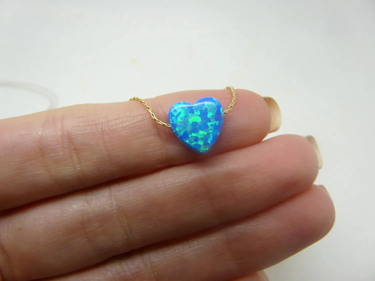 Opal Heart Necklace – Cute & Colorful Heart Pendant