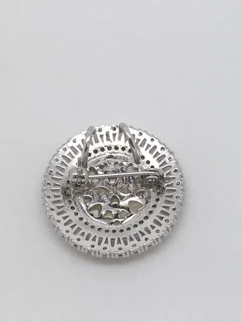 Our Lady of Grace Silver Round Pendant or Brooch 1"