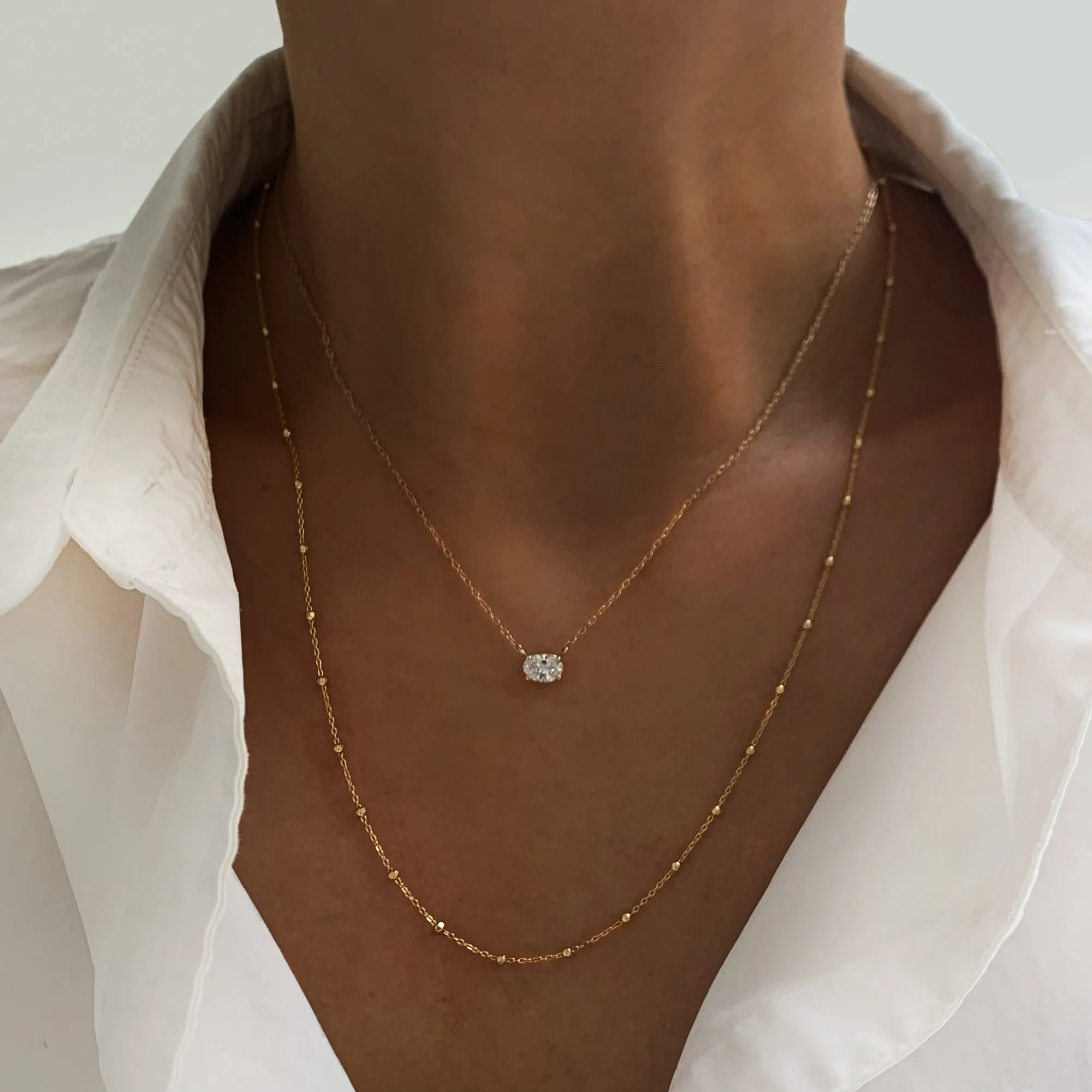Oval Diamond Solitaire Necklace
