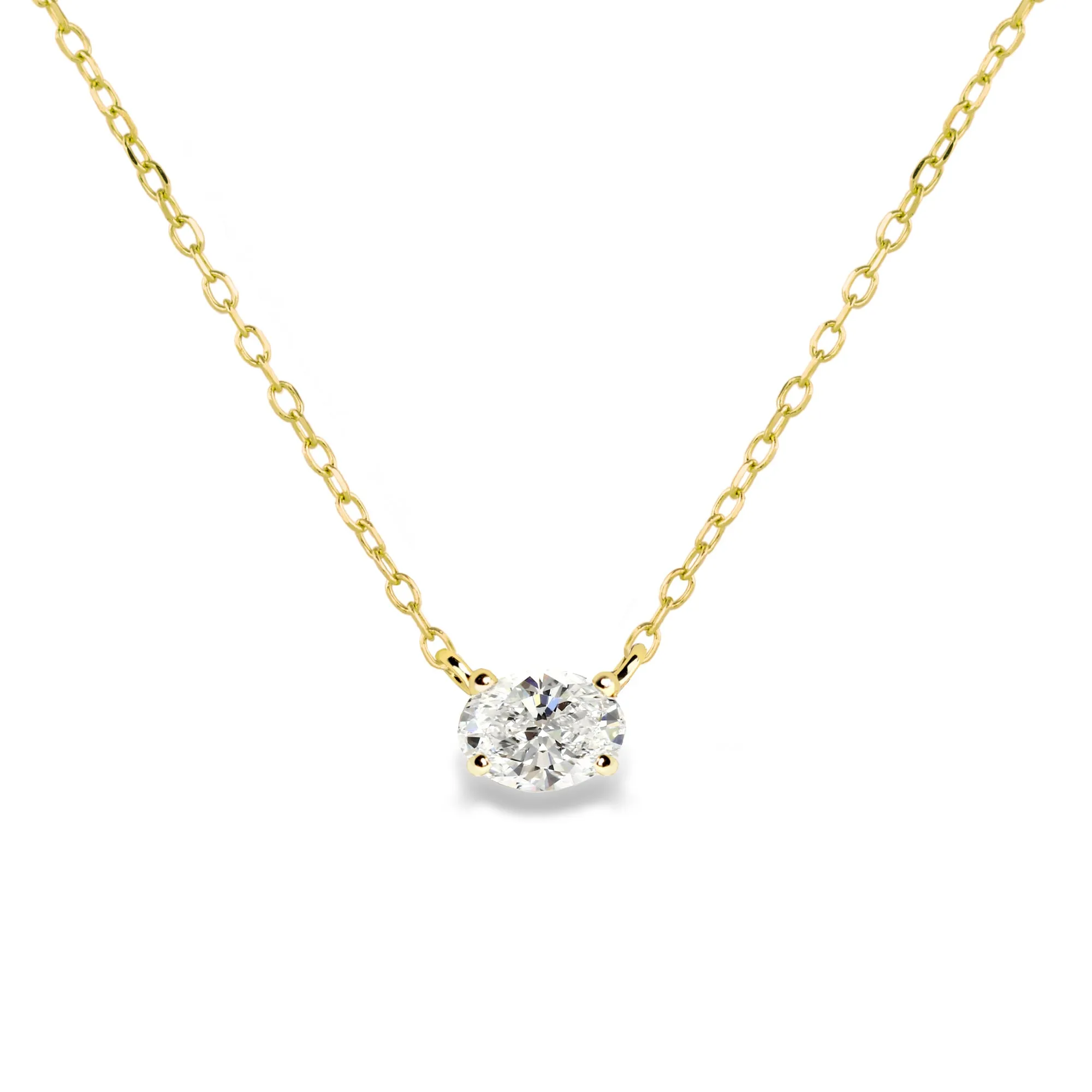 Oval Diamond Solitaire Necklace