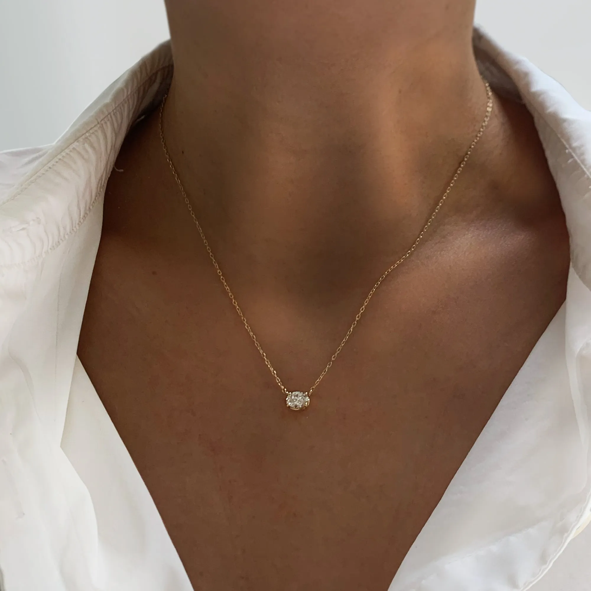 Oval Diamond Solitaire Necklace