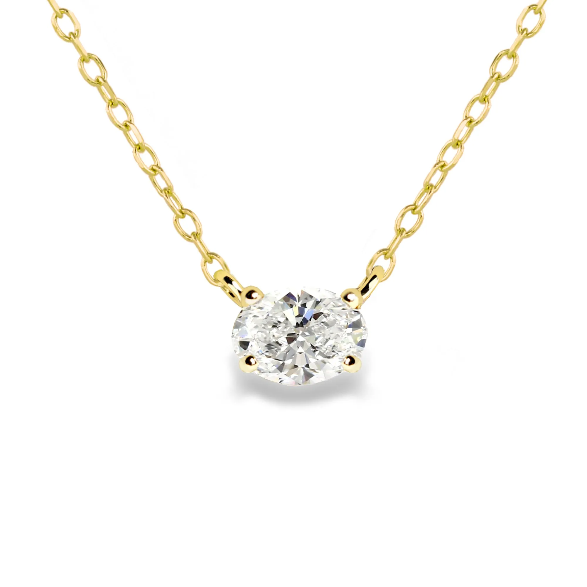 Oval Diamond Solitaire Necklace