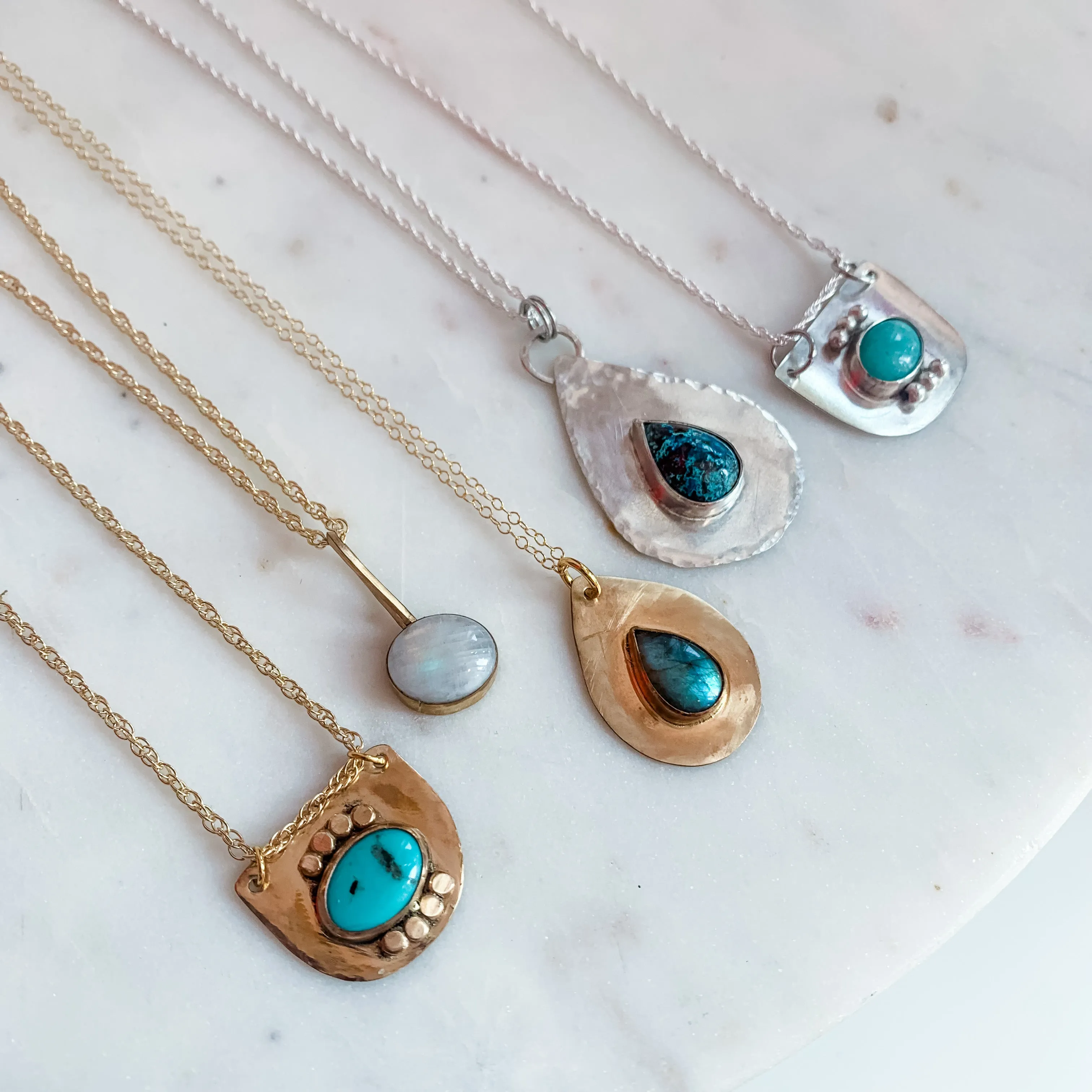 Oversized Labradorite Teardrop Dainty Necklace