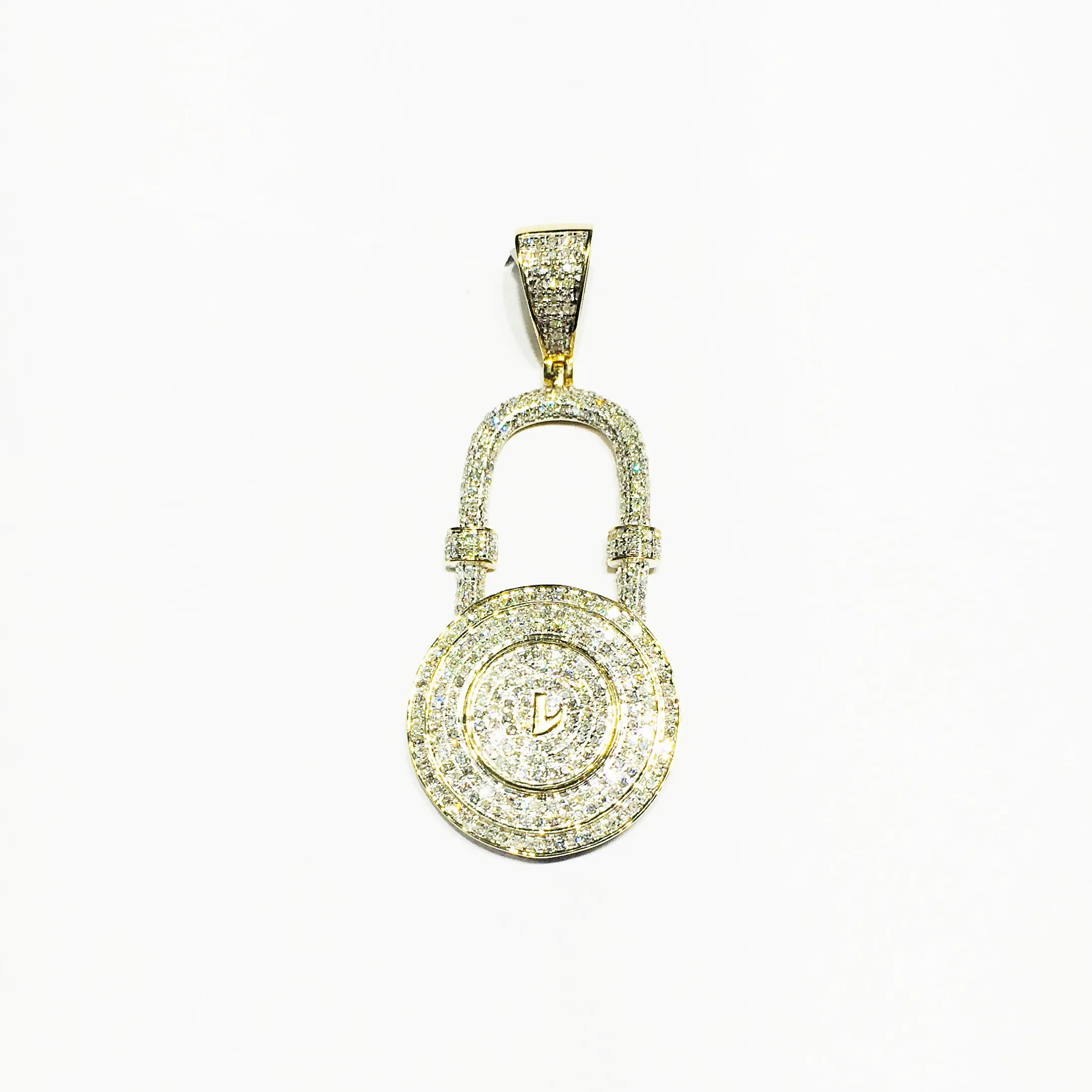 Padlock Diamond Iced-Out Pendant 14K Yellow Gold