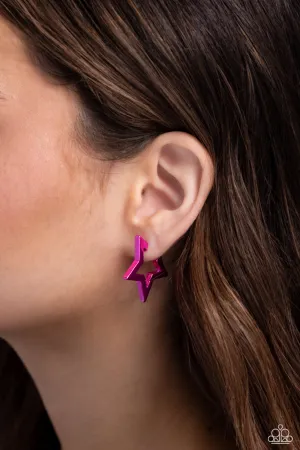 Paparazzi In A Galaxy STAR, STAR Away Earrings Pink