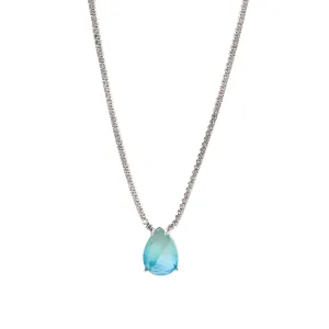 Paraiba Tourmaline Teardrop Pendant Diamond Chain Happy Necklace
