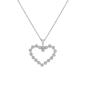 Pavé Diamond Open Heart Necklace 14K