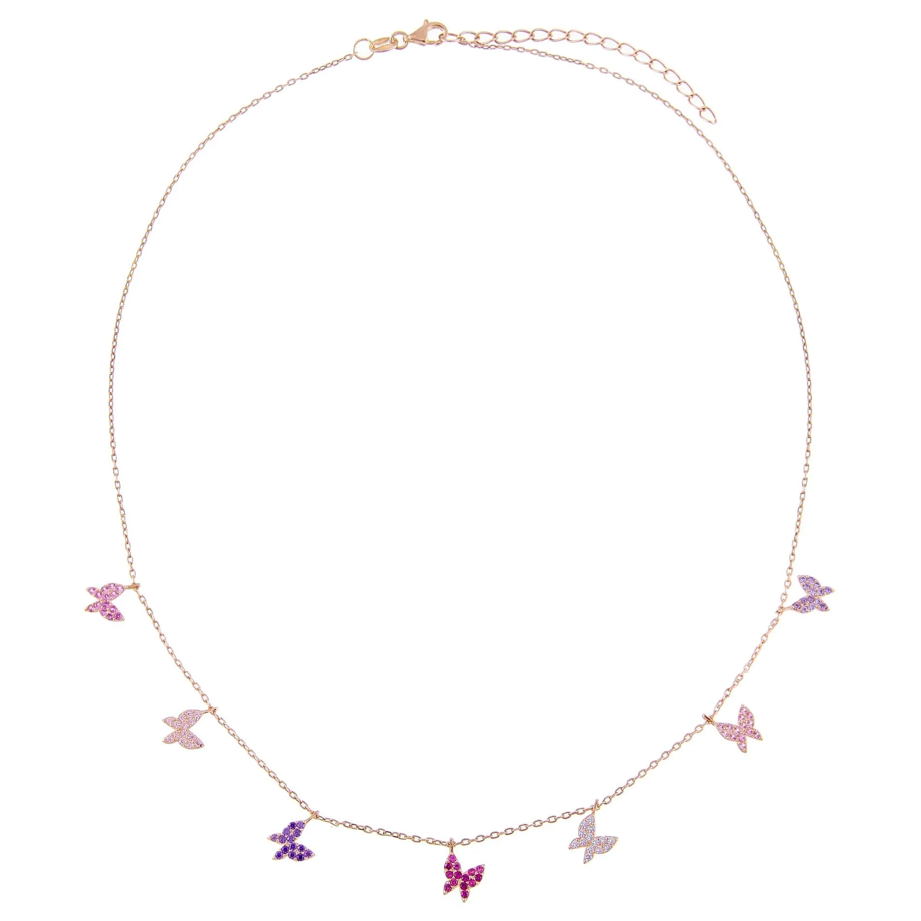 Pavé Pastel Butterflies Necklace