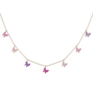 Pavé Pastel Butterflies Necklace