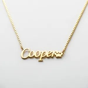 Paw Name Necklace with Box Chain