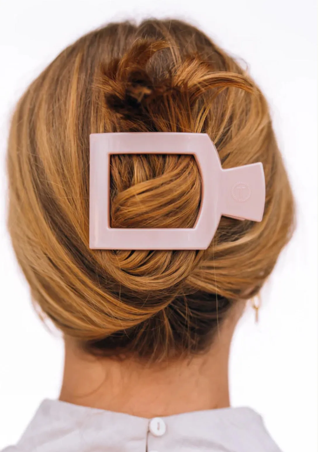 Pearly Pink Medium Flat Square Hair Clip
