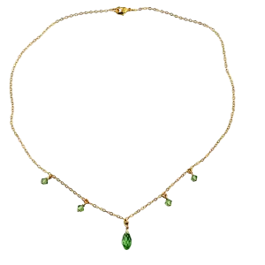 Peridot Green Crystal  Cascade Necklace