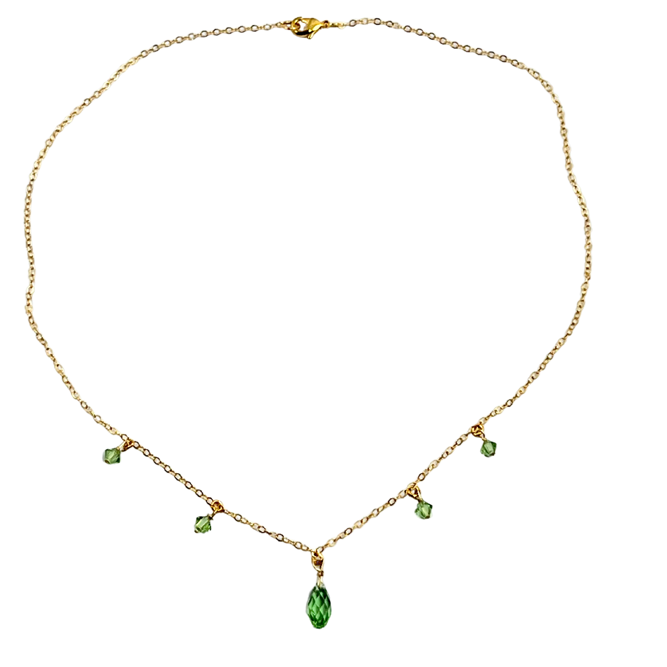 Peridot Green Crystal  Cascade Necklace