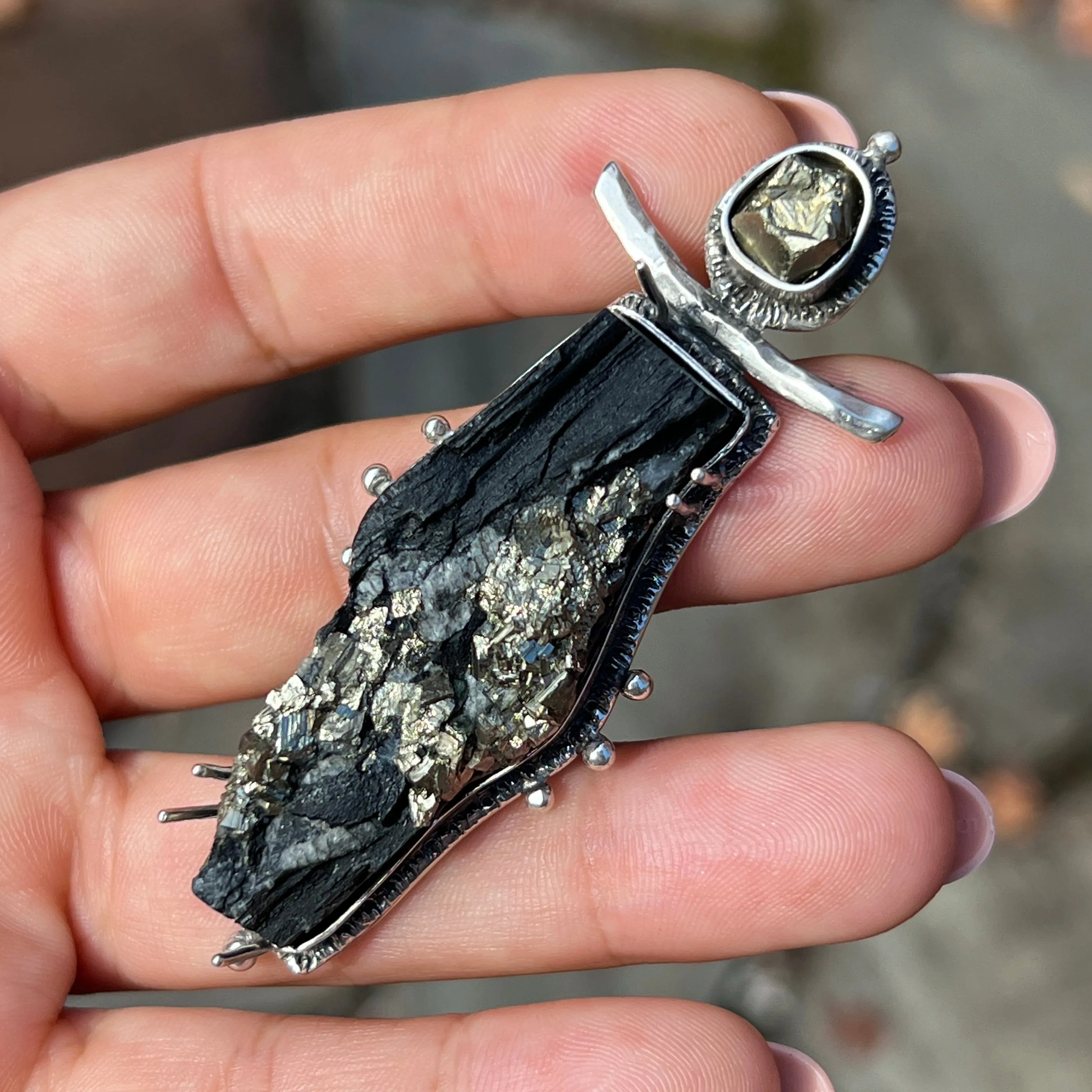 PRE-ORDER FOR JUANICE- Pyrite in Slate Pendant