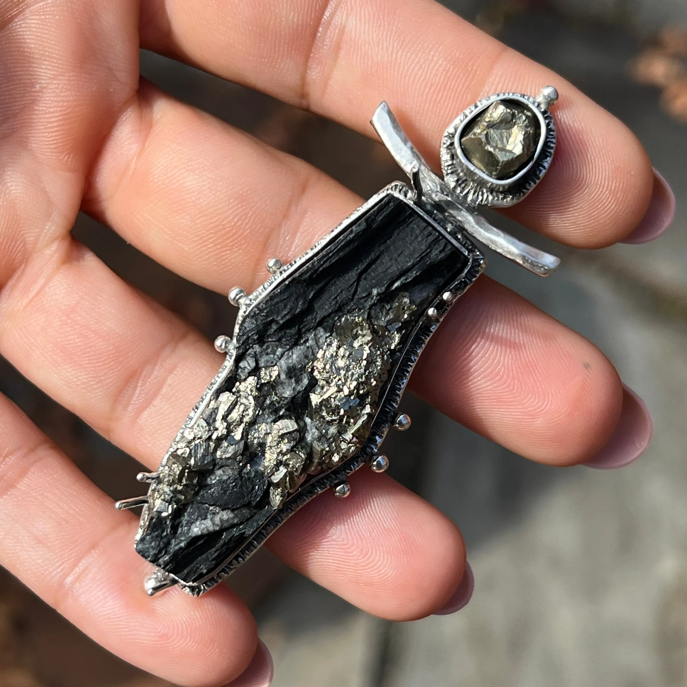 PRE-ORDER FOR JUANICE- Pyrite in Slate Pendant
