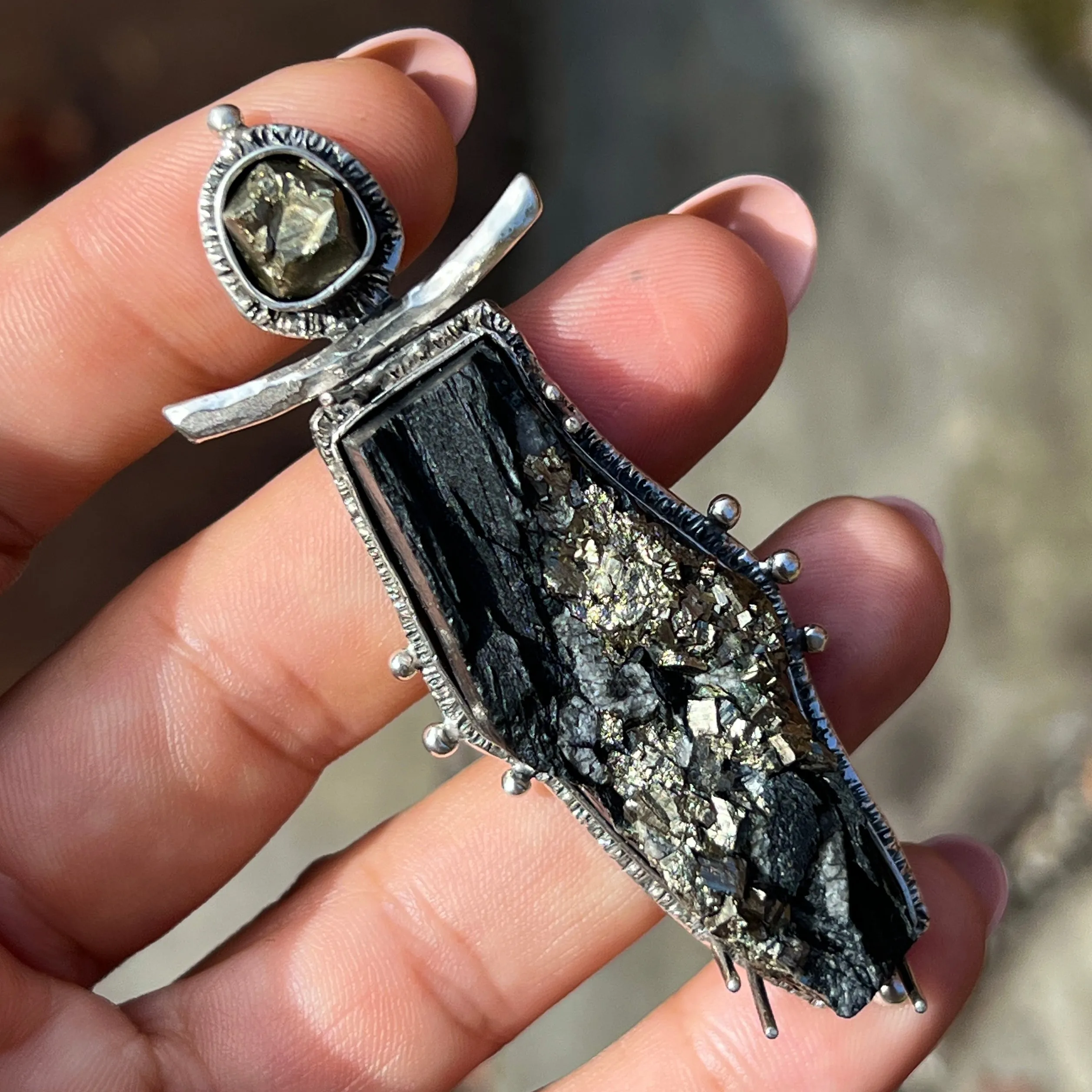 PRE-ORDER FOR JUANICE- Pyrite in Slate Pendant