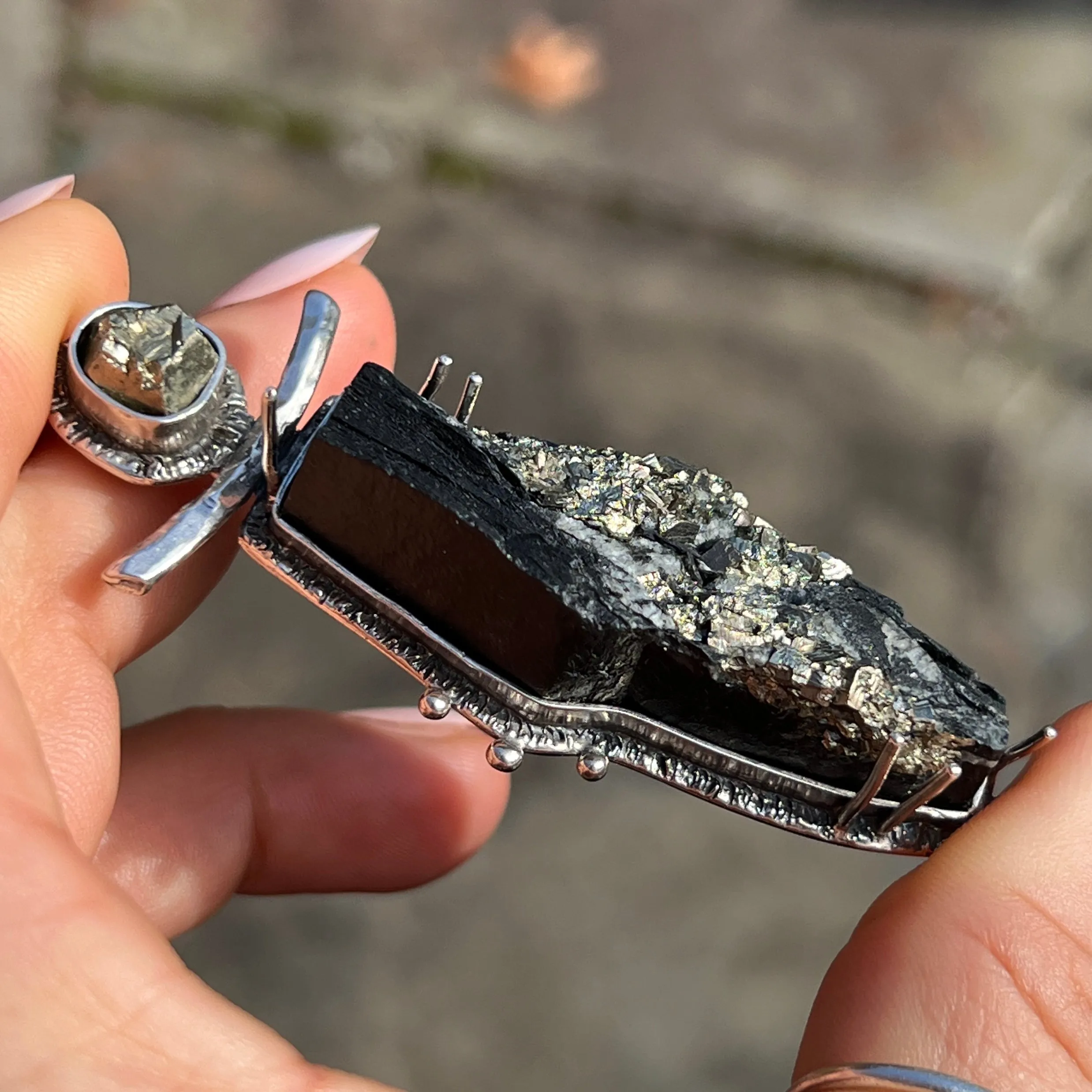 PRE-ORDER FOR JUANICE- Pyrite in Slate Pendant