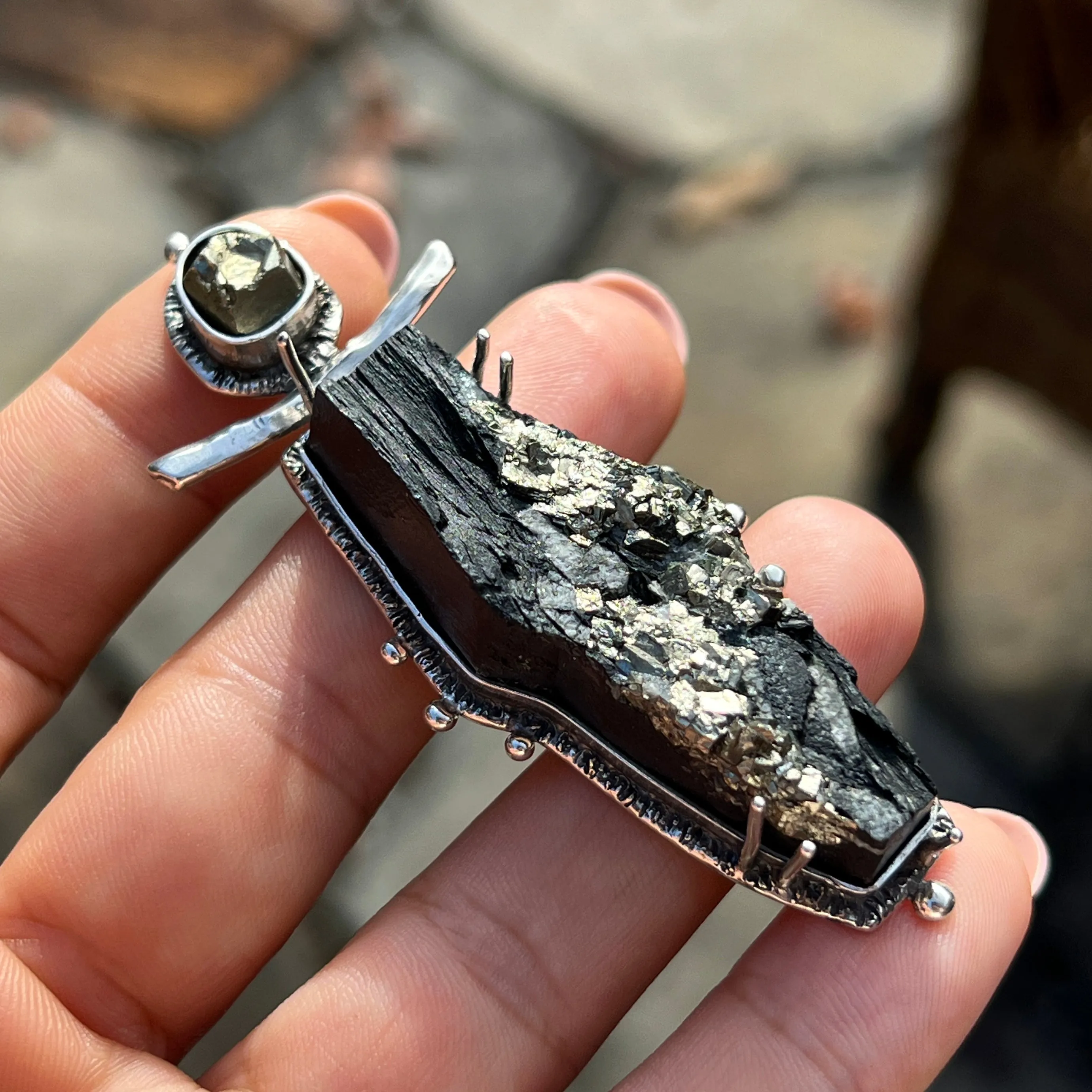 PRE-ORDER FOR JUANICE- Pyrite in Slate Pendant