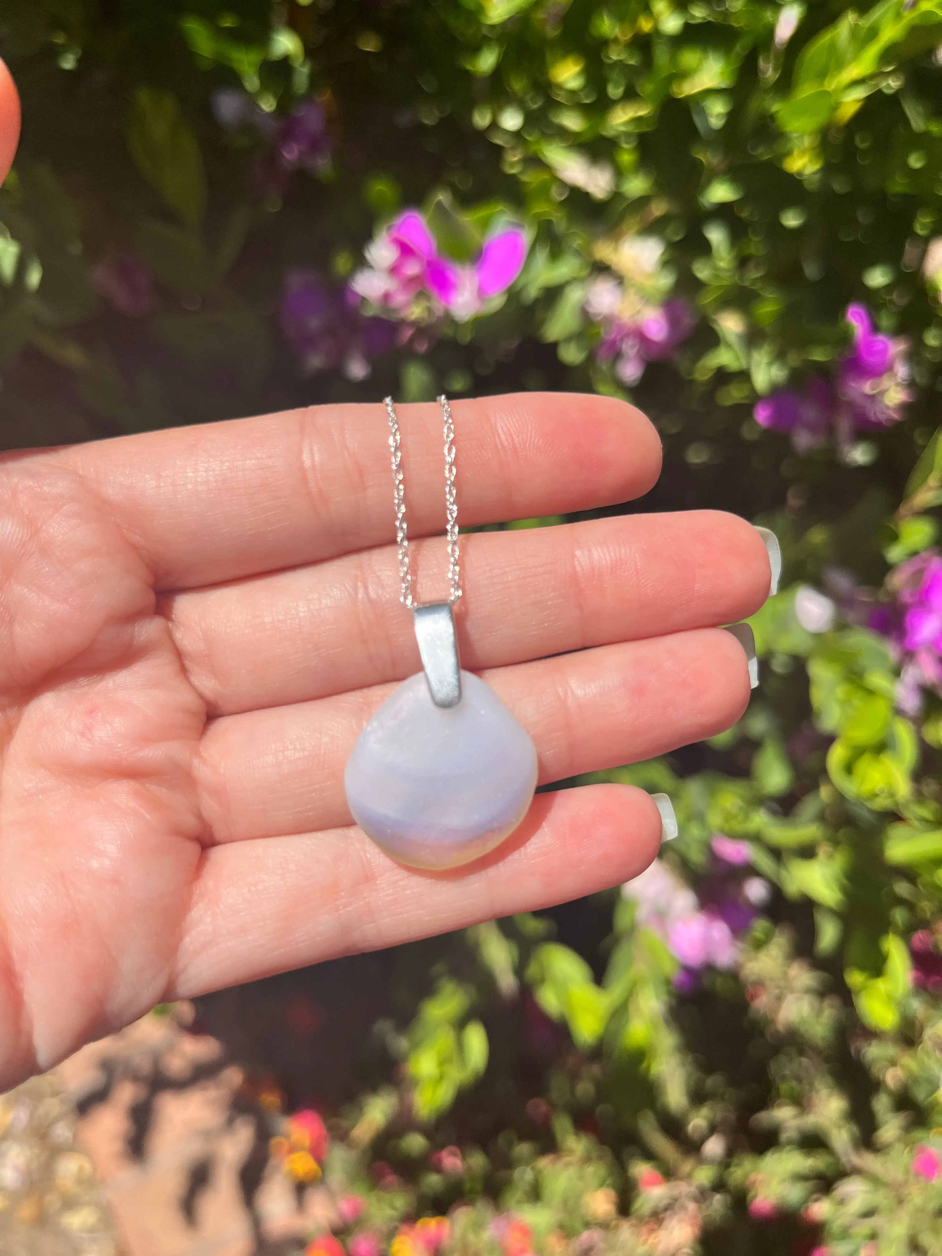 Rare Davenport Opalite Sea Glass Pendant Necklace in Opal