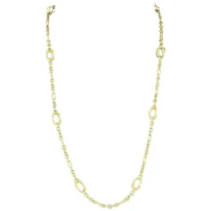 Rare David Yurman 18K White and Yellow Gold Diamond Spiral Link Necklace 32"