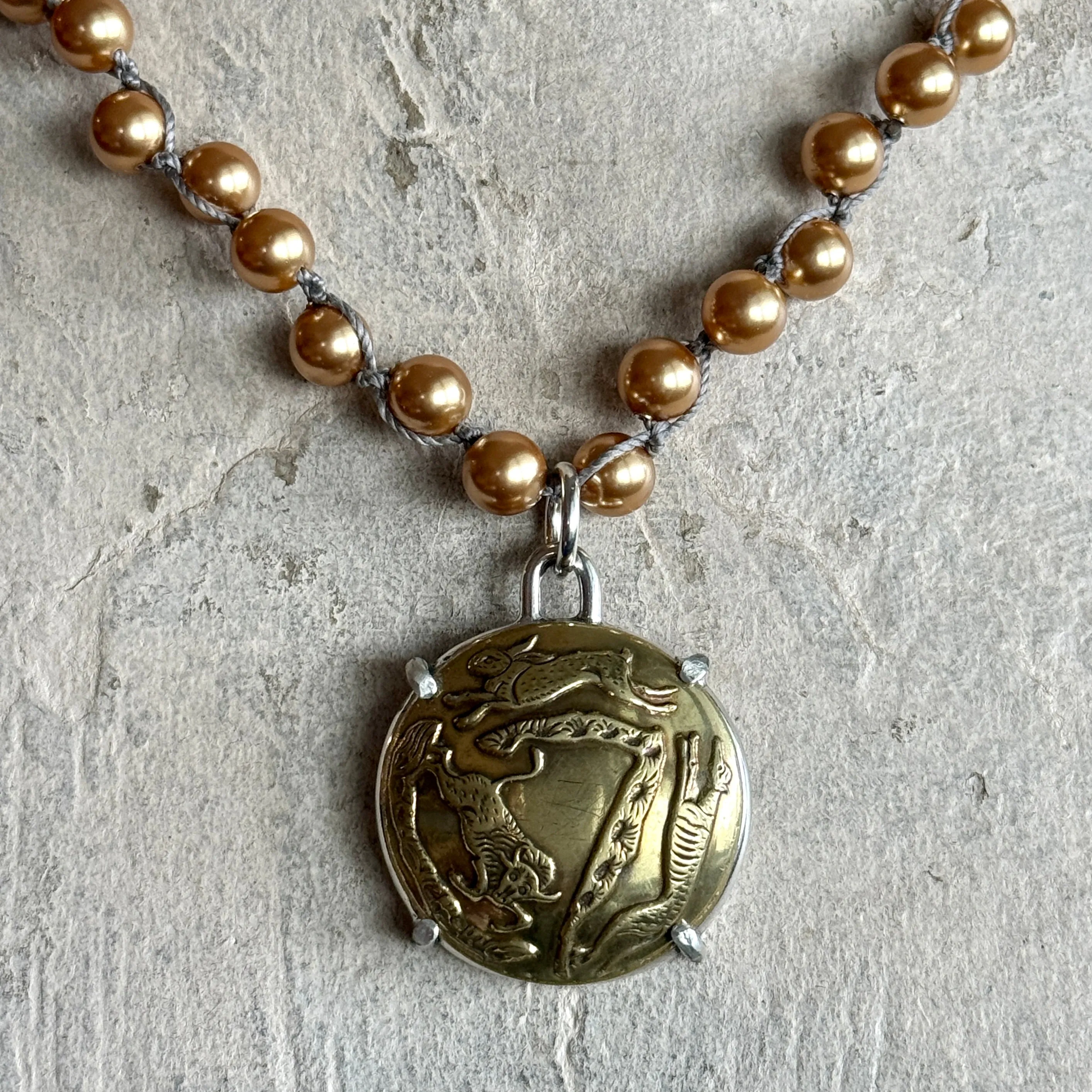 Rare Thylacine Tiger Button Necklace