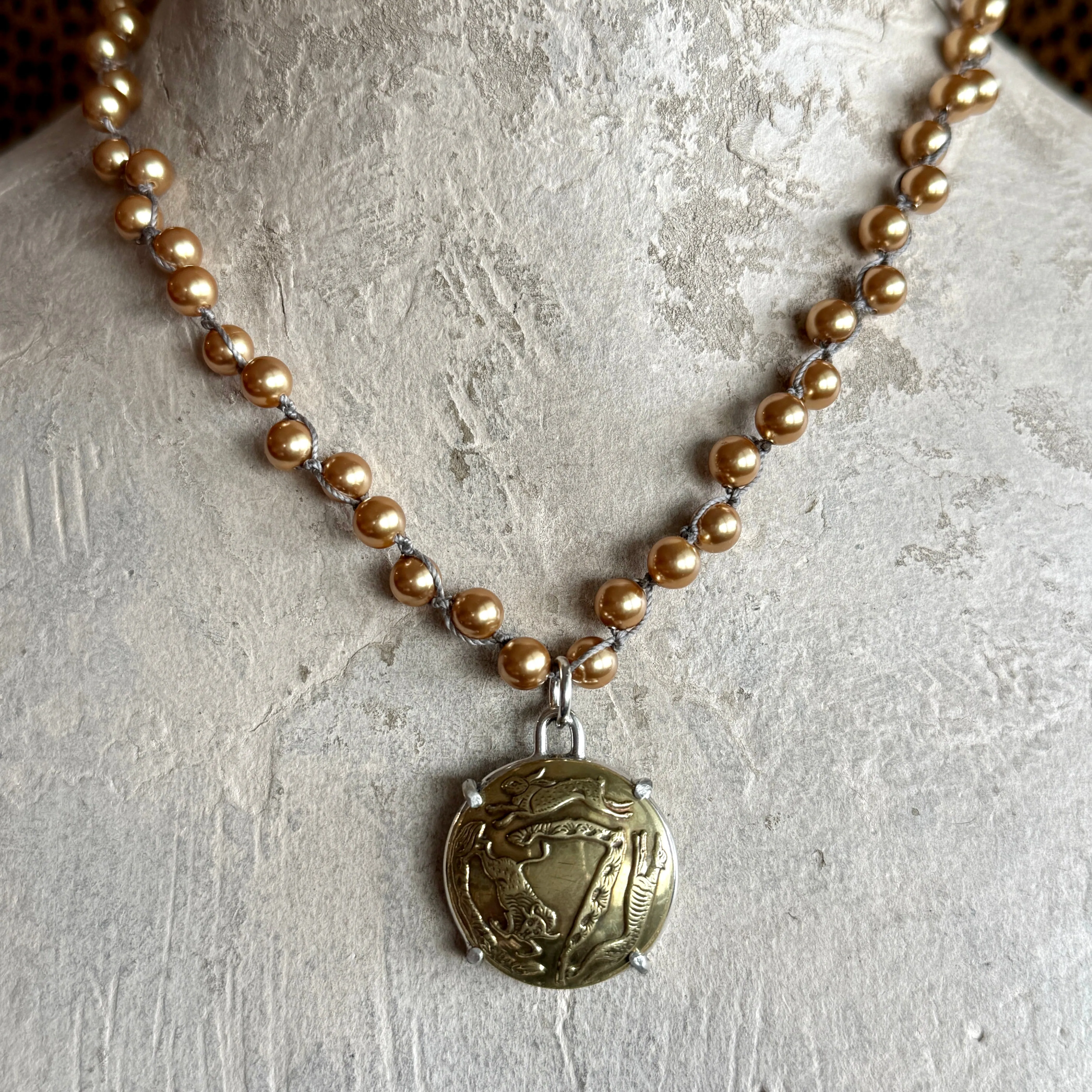 Rare Thylacine Tiger Button Necklace