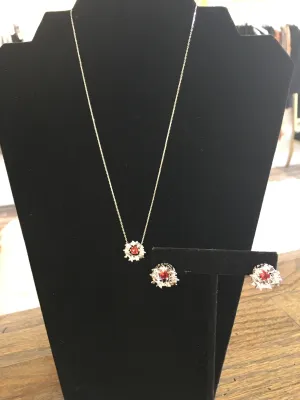 Red Crystal Necklace with Shimmering Stone