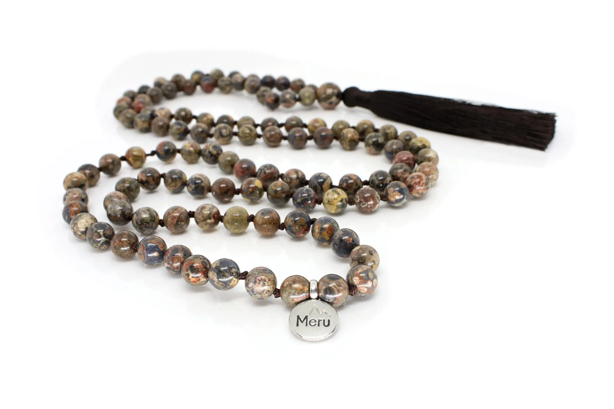 Red Leopardskin Jasper Mala Beads Necklace - "I am Dedicated"