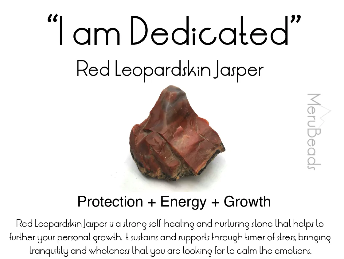 Red Leopardskin Jasper Mala Beads Necklace - "I am Dedicated"