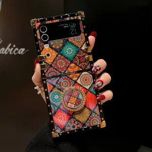 Retro Boho Style Ring Bohemian Case With Lanyard for Samsung Galaxy Z Flip3 Flip4 5G