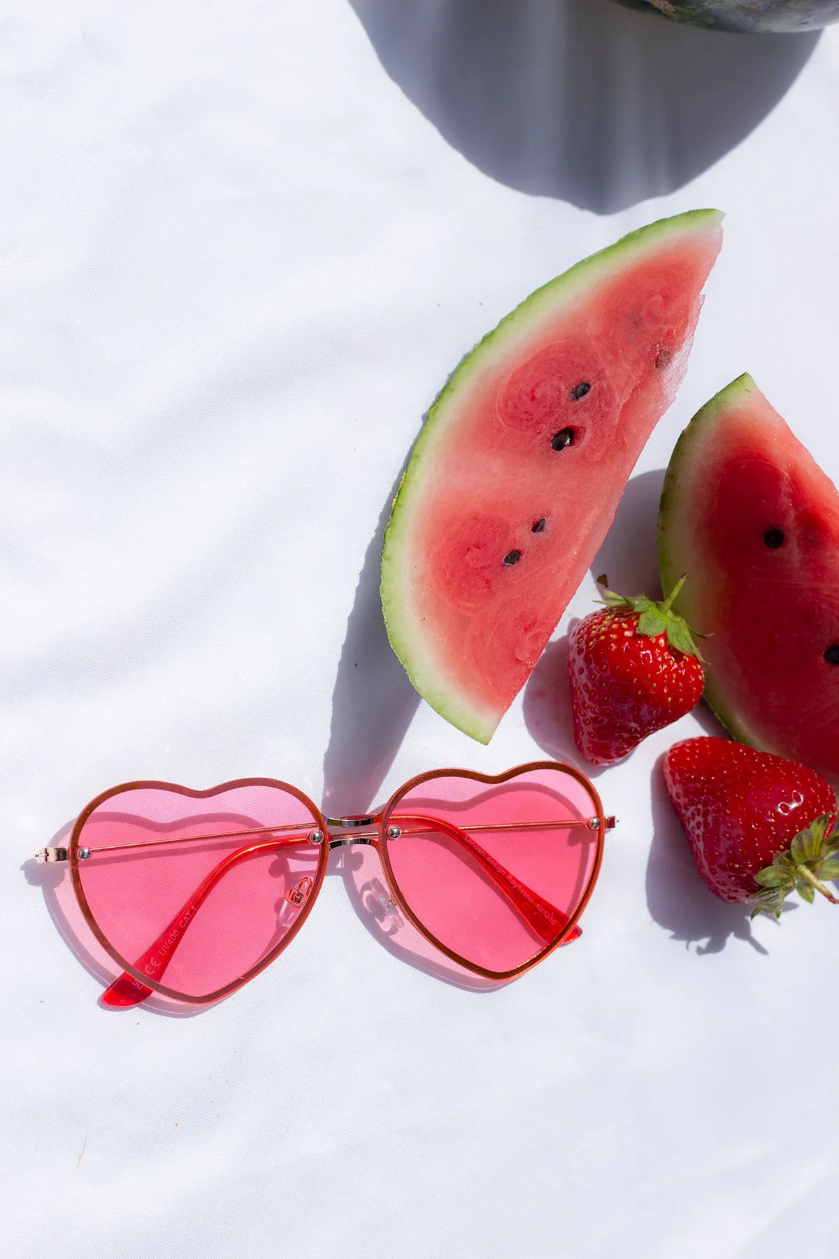 Rimless Colour Tint Heart Sunglasses
