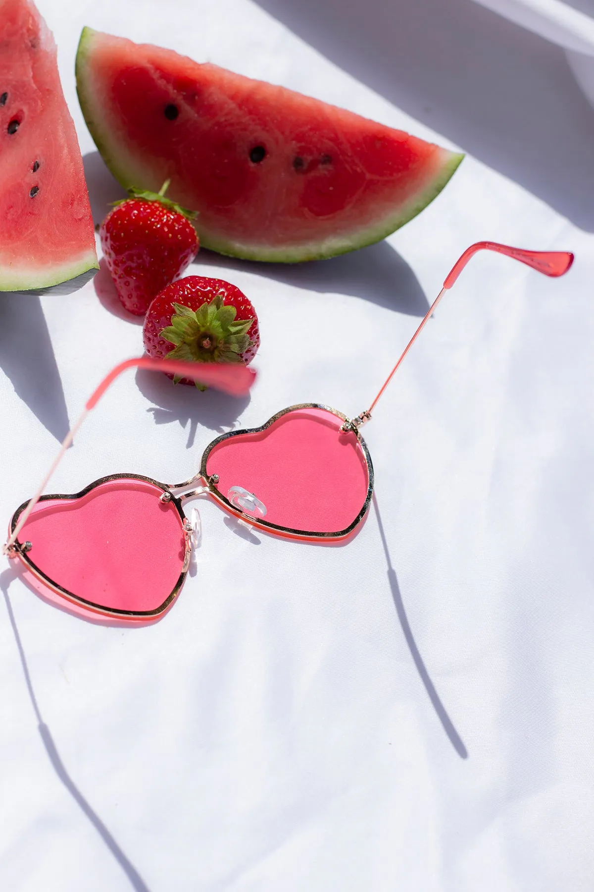 Rimless Colour Tint Heart Sunglasses