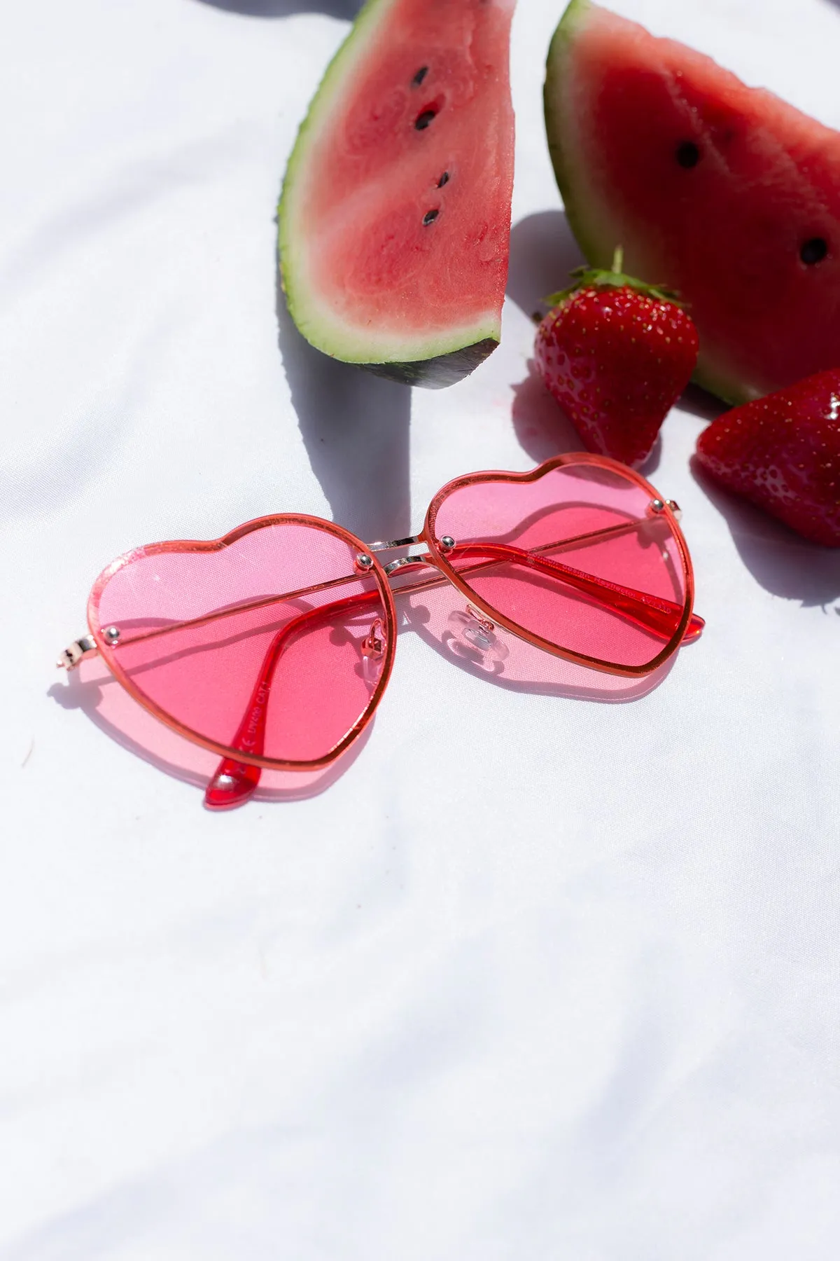 Rimless Colour Tint Heart Sunglasses