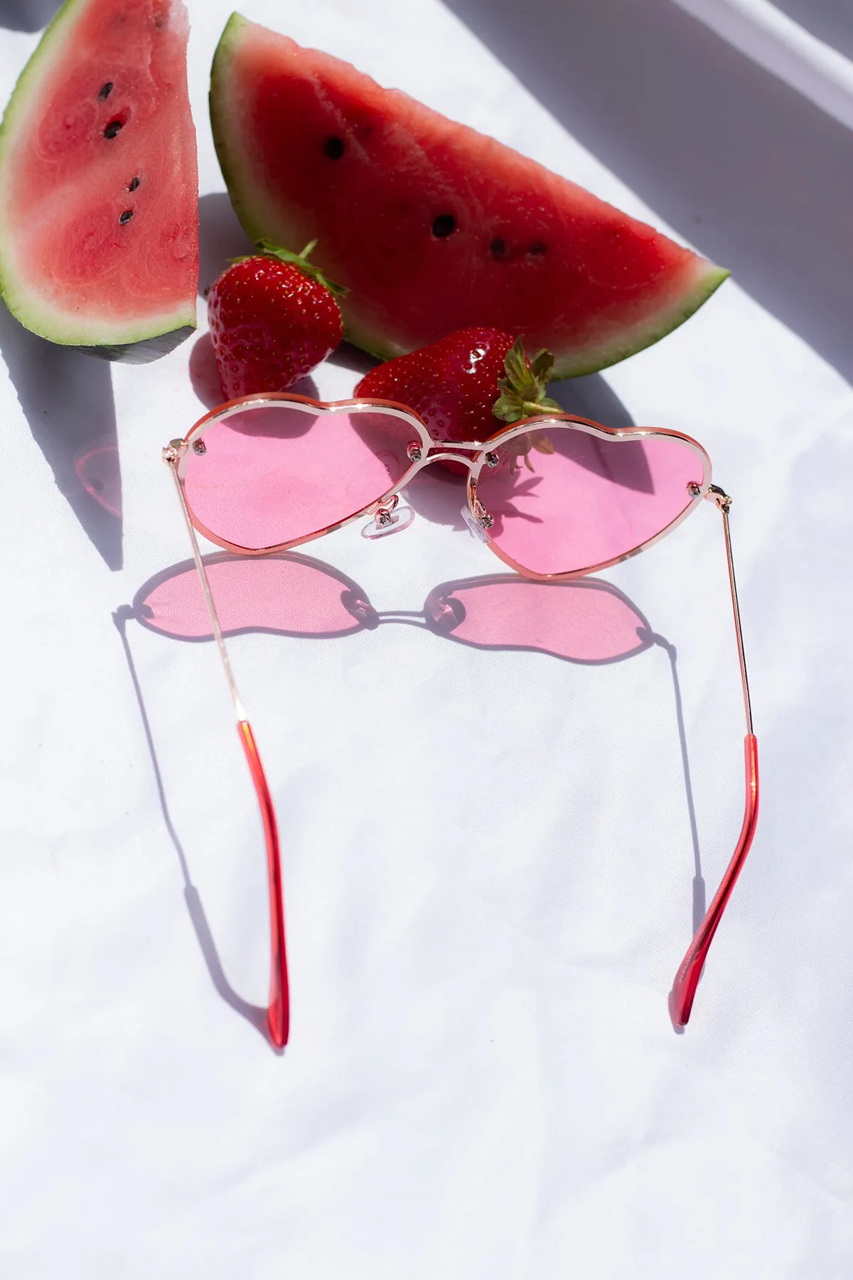 Rimless Colour Tint Heart Sunglasses