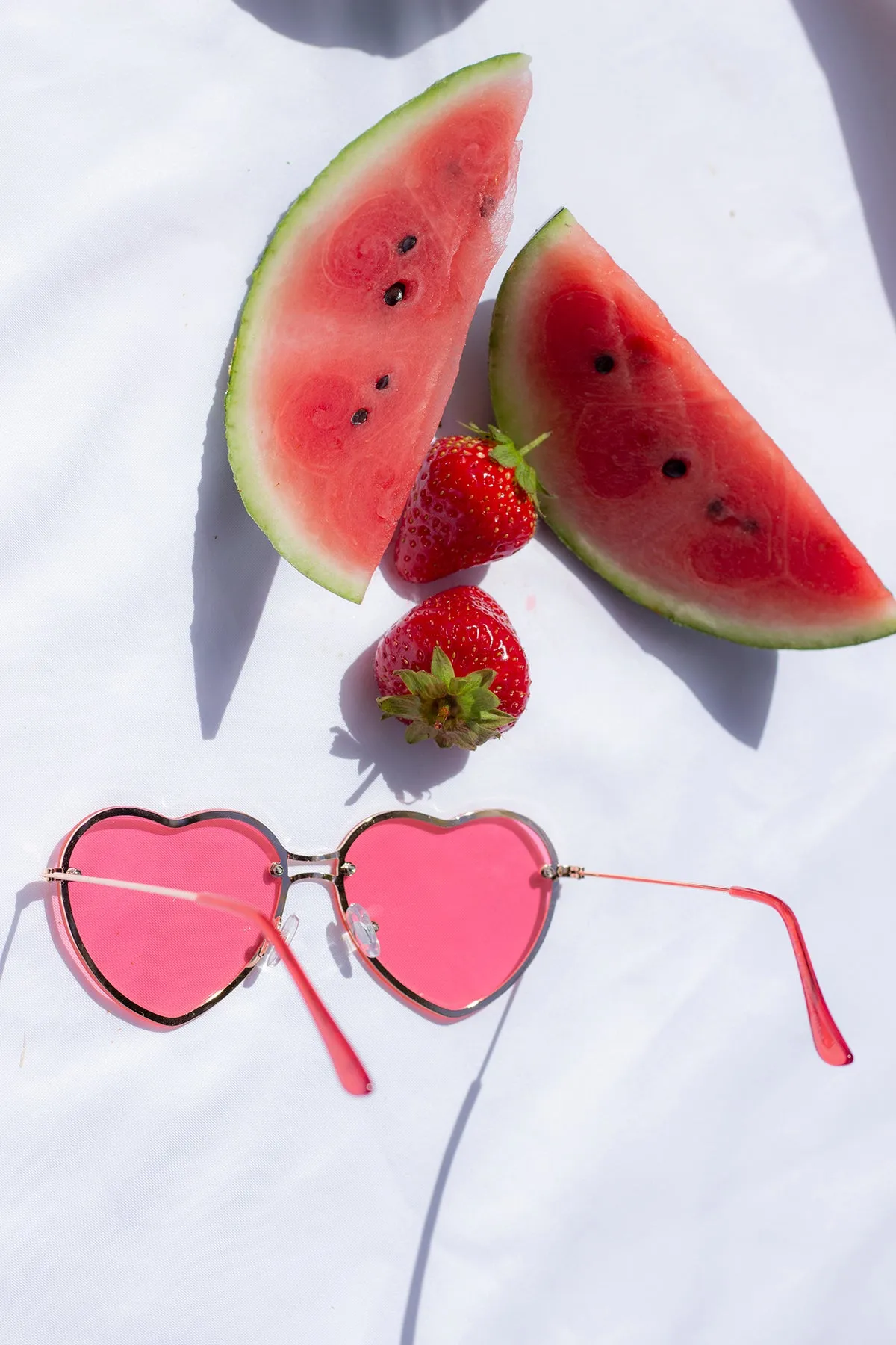 Rimless Colour Tint Heart Sunglasses