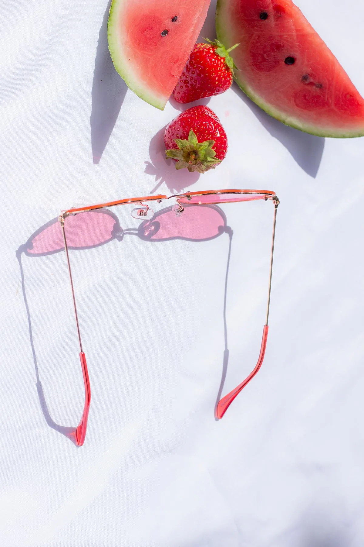 Rimless Colour Tint Heart Sunglasses