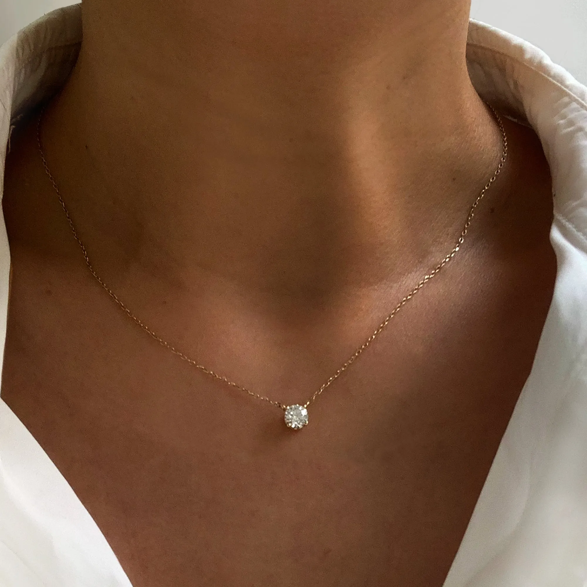 Round Diamond Solitaire Necklace
