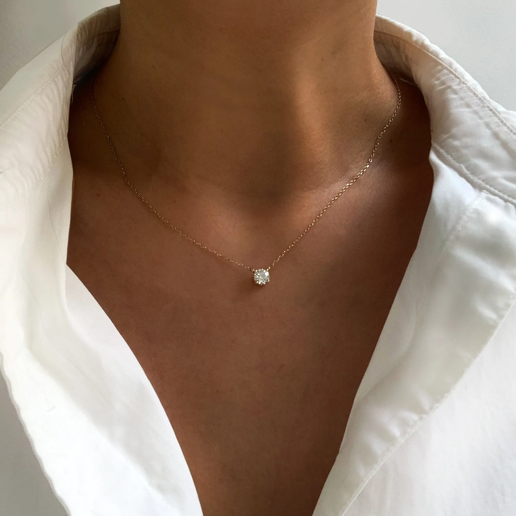 Round Diamond Solitaire Necklace