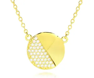 Round Pavé Crystal Gold Necklace