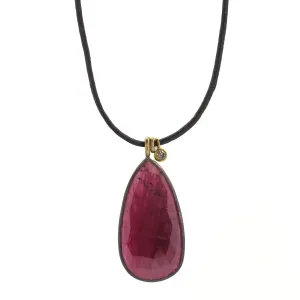 Ruby Diamond Leather Necklace