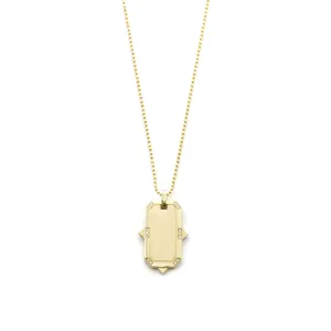 Satin Hexagon ID Tag Diamond Necklace