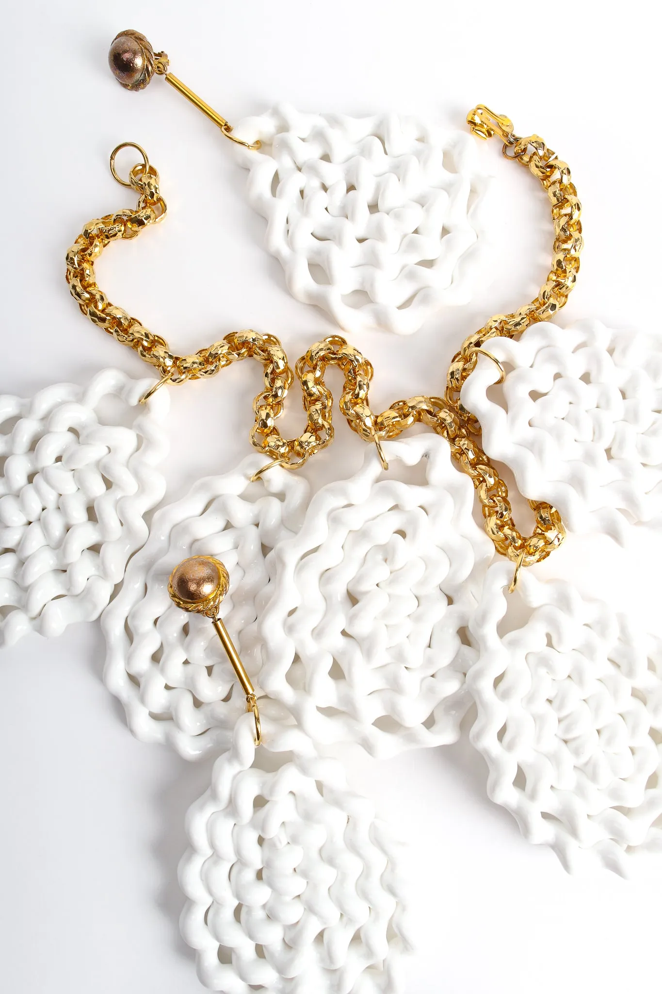 Sculpted Spiral Twist Drop Necklace