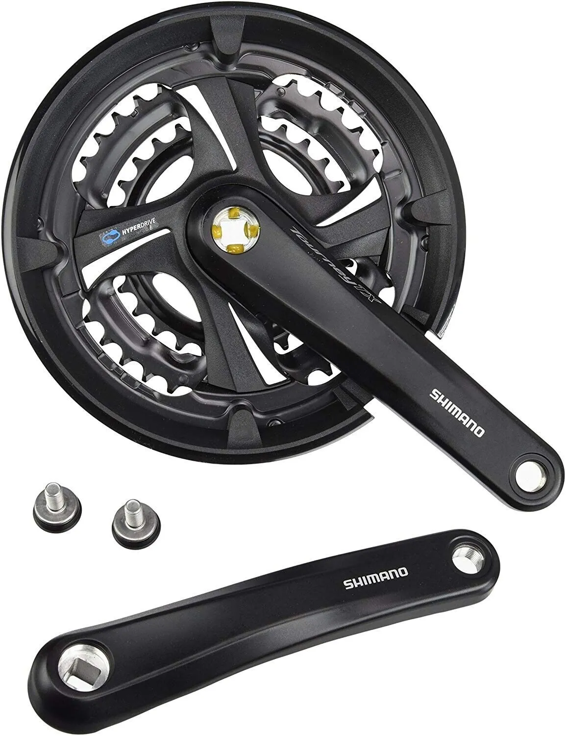 Shimano FC-TX801 Tourney Triple Chainset With Chainguard - 48/38/28T - 7 / 8 Spd