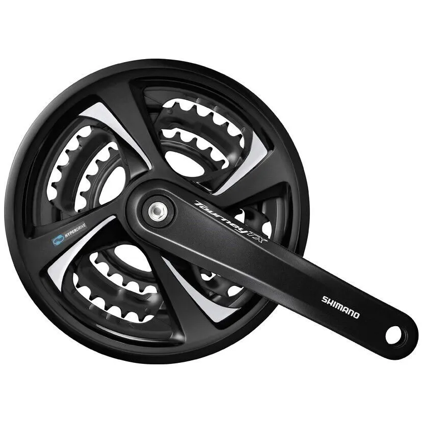 Shimano FC-TX801 Tourney Triple Chainset With Chainguard - 48/38/28T - 7 / 8 Spd