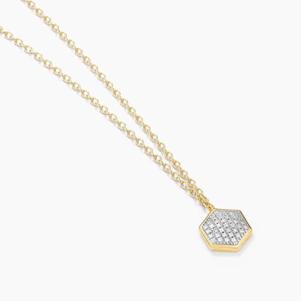 Shimmering Hexa Pendant Necklace