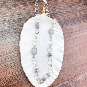 Shimmering Mystic Grey Moonstone Necklace