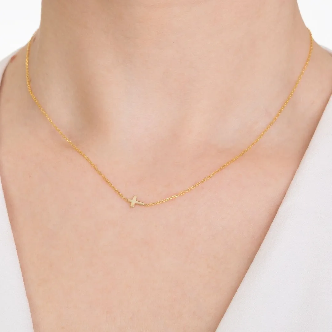 Sideways Cross Necklace